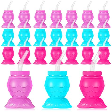 PRICES MAY VARY. Mermaid Cup Set: you will receive a total of 24 pieces of mermaid cups with straw, such an adequate quantity can satisfy your daily use and replacements demand; Also you can use them to decorate your home or party Various Colors to Choose: the plastic mermaid cups with straws for kids are designed with 3 colors altogether, namely pink, green, purple, bright and soft, beautiful and delicate, sweet and girly, showing your nice taste Reliable Material: these tumblers for kids are m Mermaid Pirate Party, Birthday 24, Mermaid Cup, Mermaid Pool Parties, Mermaid Birthday Party Decorations, Mermaid Theme Birthday Party, Mermaid Party Favors, 5th Birthday Party Ideas, Baby Theme