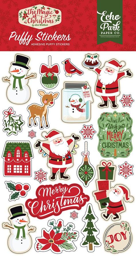 Echo Park - The Magic of Christmas Collection Xmas Stickers Free Printable, Christmas Tree Stickers Printable, Christmas Journal Stickers, Christmas Stickers Printable Aesthetic, Printable Stickers Christmas, Christmas Cute Stickers, Cute Christmas Stickers Printable, Merry Christmas Stickers Printable, Christmas Stiker