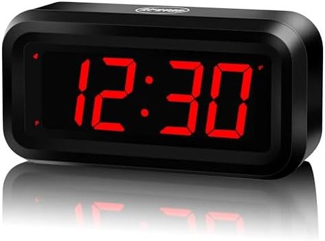 Alarm clock & battery operated clock - This basic clock is powered by 4 x AA alkaline batteries only (not included), which can keep Constantly Big 1.2'' LED digit time display for more than 12 months. Bright LED time display, 24hour light up 1.2" large led time numbers can let you check your time clearly from a distance or even in the dark. It is a simple clock Led Digital Clock, Simple Clock, Small Wall Clock, Night Mode, Tv Radio, Digital Clock, Dorm Essentials, Digital Clocks, Tv On The Radio