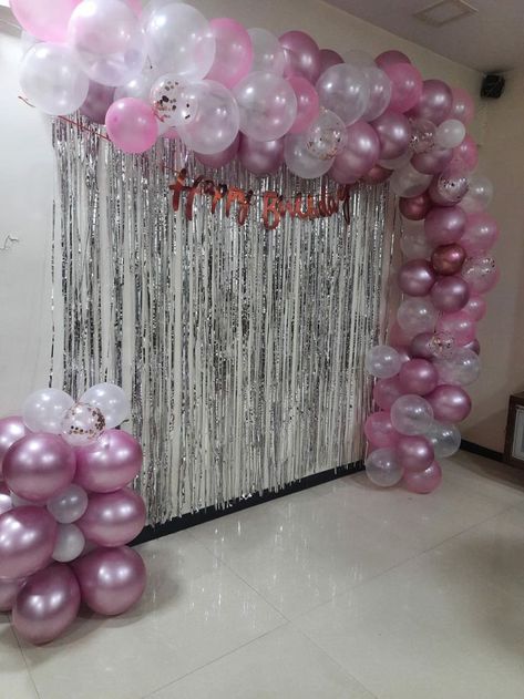 Balloon Decorations Party Events, Balloon Decoration In Room, Pink Balloon Decorations, Purple Birthday Party Decorations, Happy 1st Birthday Wishes, Simple Balloon Decoration, Pink Balloon Arch, 15th Birthday Decorations, Pink Birthday Decorations