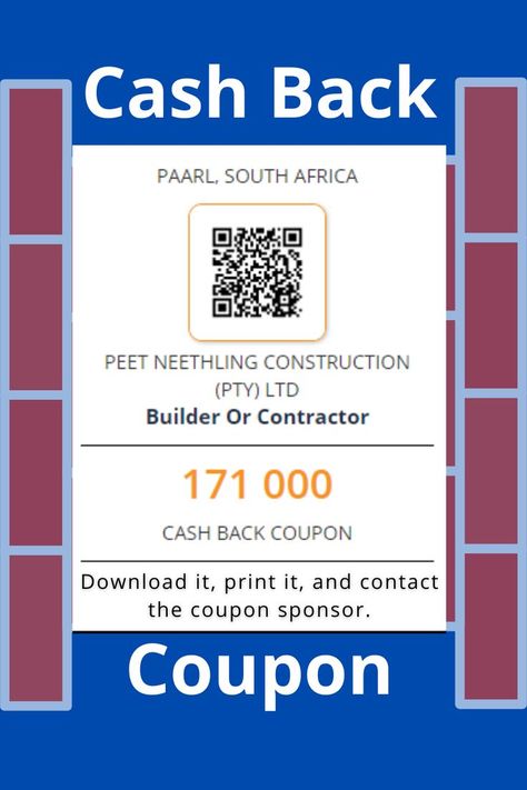 Use this very valuable real estate coupon now and get 171,000 (ZAR) cash back from the coupon sponsor if your total transaction value is going to be 19,000,000 (ZAR) or more in Paarl, South Africa. Posted by Home Builder, Peet Neethling Construction (Pty) Ltd Free Real Estate, Real Estate Buyers, Free Cash, Home Builder, Real Estate Agents, Real Estate Professionals, Estate Agents, Lead Generation, Marketing Tools