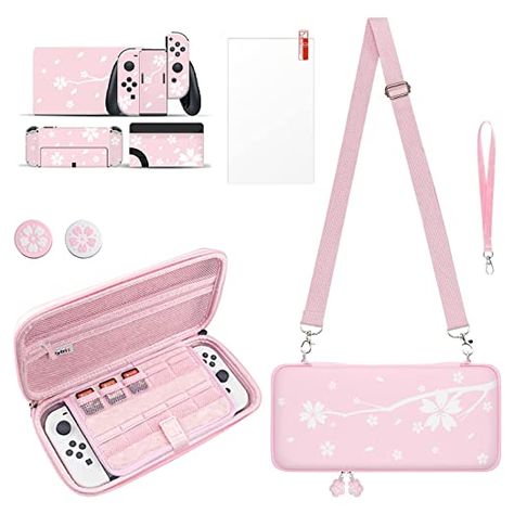 Nintendo Switch Case, Custom Consoles, Pink Sakura, Nintendo Switch Oled, Nintendo Switch Accessories, Travel Storage Bag, Glitter Case, Console Accessories, Travel Storage