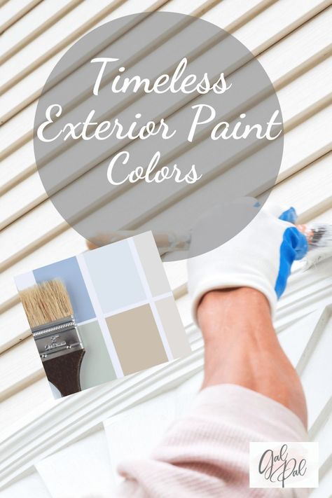 Whether you are trying to sell your home, finishing a new build, or remodel, painting the exterior of your home with timeless paint colors is always a sure bet. There are five timeless color hues that have become the most popular exterior paint choices. #exteriorpaintcolors #exteriorpaint #homeexteriors #exteriordesign #homedesign #benjaminmoorepaint #homedecor #paintchoices Picking Exterior House Paint Colors, How Much Paint Do I Need For Exterior, Timeless Exterior Paint Colors For House, Best Outside Paint Colors For Houses, Timeless Home Exterior Colors, Traditional Exterior House Color Ideas, Popular Exterior Paint Colors 2023, Timeless Exterior House Colors, Exterior Paint Colors For House 2023