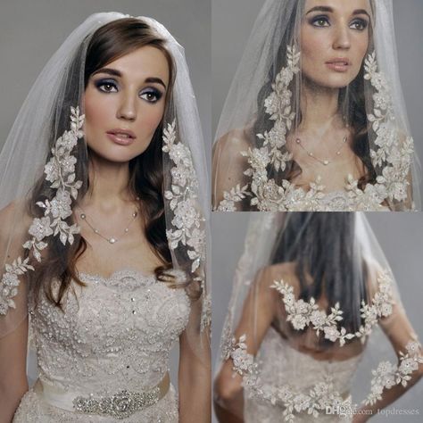 First Communion Veils 2015 Vintage White Ivory Tulle Lace Wedding Veils Elbow Length Two Layers Lace Appliqued Bridal Veils Ea0464 How To Make A Veil From Topdresses, $32.84| Dhgate.Com Ideas Bodas, Wedding Veil Vintage, Groom Suits, Veil Headpiece, Vintage Veils, Romantic Wedding Hair, Bride Veil, Wedding Bridal Veils, Wedding Veils Lace