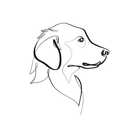 Canine With One Line Series | Part 1 on Behance Golden Retriever Tattoo, Cat And Dog Tattoo, Line Drawing Images, Tatoo Dog, Line Drawing Tattoos, Dog Line Drawing, Dog Outline, Dog Line Art, Line Art Images