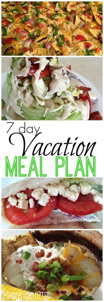 Planning out meals ahead of time saves time and money. This 7 day family vacation meal plan includes ideas for breakfasts, lunches, suppers, and snacks. Family Vacation Meals, Beach Vacation Meals, Easy Vacation Meals, Vacation Meal Planning, Vacation Meals, Beach Meals, Air Bnb, Camping Food, Meal Plan