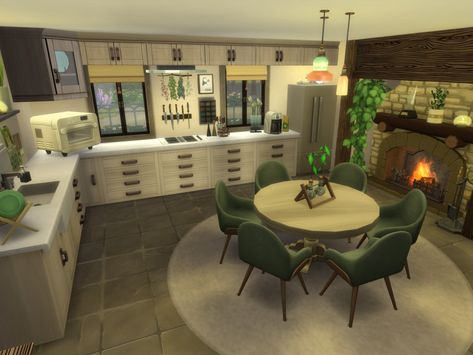 Sims House Kitchen, Sims 4 Backyard Ideas No Cc, Sims Bathroom No Cc, Sims 4 Modern Kitchen No Cc, Small Sims Kitchen, Sims Vintage House, Sims Kitchen No Cc, Sims 4 Interior Design Ideas Kitchen, Sims 4 Kitchen Ideas Modern