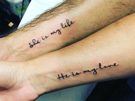 4 Better 4 Worse 4 Life Tattoo Ideas, Honeymoon Tattoo, Husband And Wife Tattoos Unique, Couples Tats, Husband Wife Tattoos, Couple Tattoo Quotes, Marriage Tattoos, Him And Her Tattoos, Couple Tattoos Love