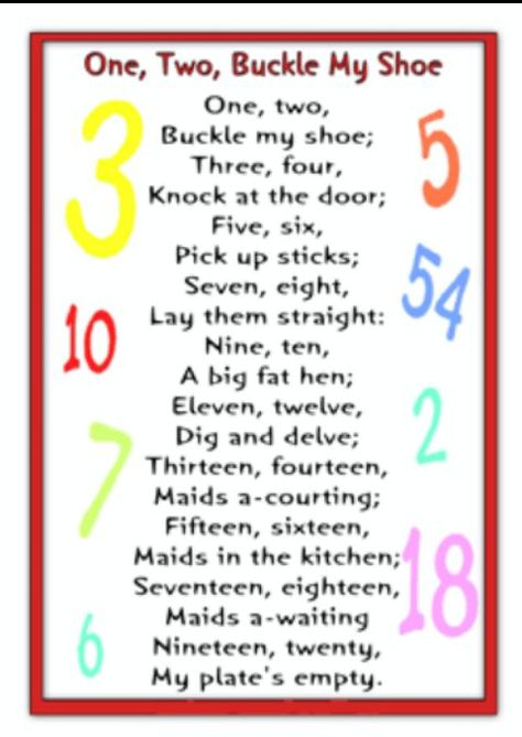 Nursery Rhymes Printables, One Two Buckle My Shoe, Rhyming Preschool, Buckle My Shoe, Aussie Childcare Network, Preschool Poems, Nursery Rhymes Poems, Rhymes Lyrics, Nursery Rhymes Lyrics