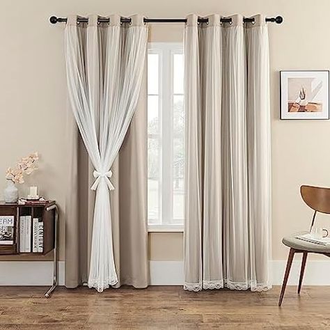 Amazon.com: Estelar Textiler Brown and Greyish White Gradient Blackout Curtains for Bedroom, Thermal Insulated Ombre Blackout Drapes, Full Room Darkening Energy Saving Curtains for Living Room,52Wx84L,2 Panels : Home & Kitchen Sheer Curtains With Blackout Curtains, Short Curtains, Curtains For Living Room, Drape Panel, Grey Curtains, Curtains Living, Blackout Drapes, Sheer Overlay, Window Drapes