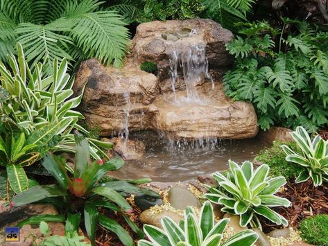 Ponds For Small Gardens, Rock Waterfall, Outdoor Water Features, Fountains Backyard, Garden Waterfall, Pond Waterfall, Pond Landscaping, Backyard Water Feature, Waterfalls Backyard