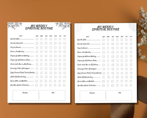 Excited to share the latest addition to my #etsy shop: JW Weekly Spiritual Routine Checklist, JW Spiritual Goal Tracker, Jehovah Jw Personal Study Ideas Jehovah Witness, Spiritual Routine, Jw Library, Letter Writing Template, Routine Checklist, Jehovah Witness Quotes, Personal Bible Study, Goal List, Family Worship