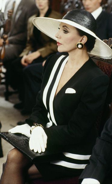 Nolan Miller, Joan Collins, Elegant Hats, Black Suit, Moda Vintage, Beautiful Hats, Mode Vintage, 80s Fashion, Mode Inspiration