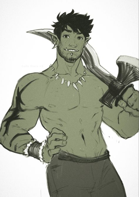 Dnd Species, Half-orc Male, Half Orc, Dnd Campaign, Pathfinder Character, Dungeons And Dragons Characters, Dnd Art, Character Design Male, Character Design References