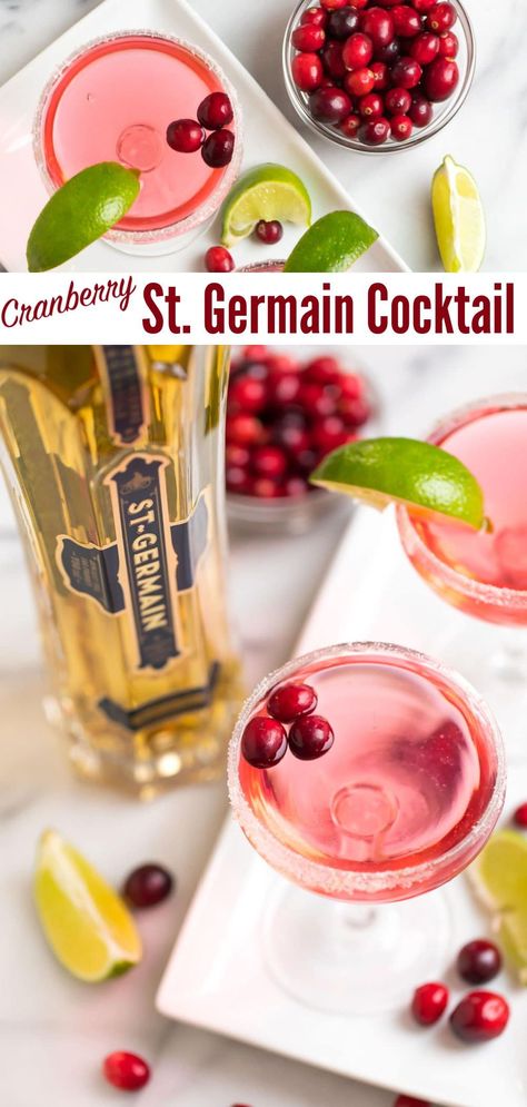 Winter Spritzer Drinks, Holiday Cocktail Recipes Vodka, Cranberry Spritzer Cocktails, New Years Drinks Cocktails, Drinks With St Germain, St Germain Drinks, Cranberry St Germain Cocktail, St Germaine Cocktails, At Germain Cocktails