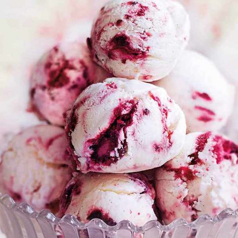 Blackberry and raspberry-ripple ice cream with almond tuilles Strawberry Cheesecake Ice Cream Recipe, Cheesecake Ice Cream Recipe, Raspberry Ripple Ice Cream, Strawberry Cheesecake Ice Cream, Grandbaby Cakes, Raspberry Ripple, Cheesecake Ice Cream, Ice Cream Popsicles, Ice Cream Recipe