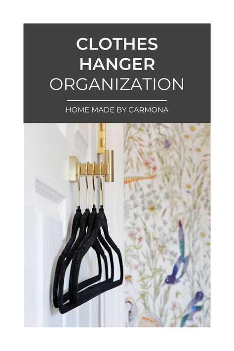 Lesser-known hanger storage solutions! Learn the best way to store and organize clothes hangers to optimize closet space and save time putting away laundry | Home Made by Carmona #closetorganization How To Store Hangers When Not In Use, Clothes Hanger Ideas, Hanger Organization, Closet Organization Solutions, Save Closet Space, Clothes Hanger Storage, Organize Clothes, Best Hangers, Best Closet Organization