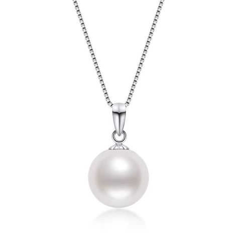 18K Gold Freshwater Cultured White Pearl Pendant Necklace 9-10mm Single Pearl Pendant with 18" Silver Chain Jewelry Gifts for Women Girls Mom - White Gold/Rose Gold/Yellow Gold Single Pearl Pendant, Pearl Jewelry Gift, Single Pearl, White Pearl Necklace, Cultured Pearl Necklace, Round Necklace, Gold Pearl Necklace, Pearl Pendant Necklace, Pearl Size