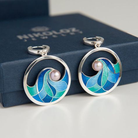 Sea Wave Open Earrings With Rose Pearls Sterling Silver 925 Cloisonne Enamel Round Earrings Blue Turquoise Earrings Enamel Jewelry in 2022 | Sea waves, Cloisonne enamel, Pearl sterling silver Cloissone Jewelry, Mens Diamond Jewelry, Cloisonne Enamel Jewelry, Micro Mosaic Jewelry, Wave Jewelry, Cloisonne Jewelry, Cloisonne Earrings, Handmade Silver Jewellery, Art Jewelry Design