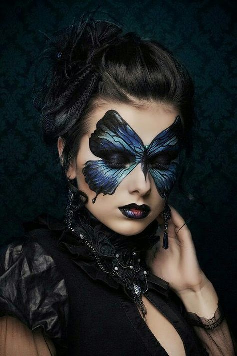 * Fantasy Make-up, Halloween Make-up Looks, Butterfly Makeup, Theatrical Makeup, Smink Inspiration, Fairy Makeup, Special Effects Makeup, Black Makeup, Fx Makeup