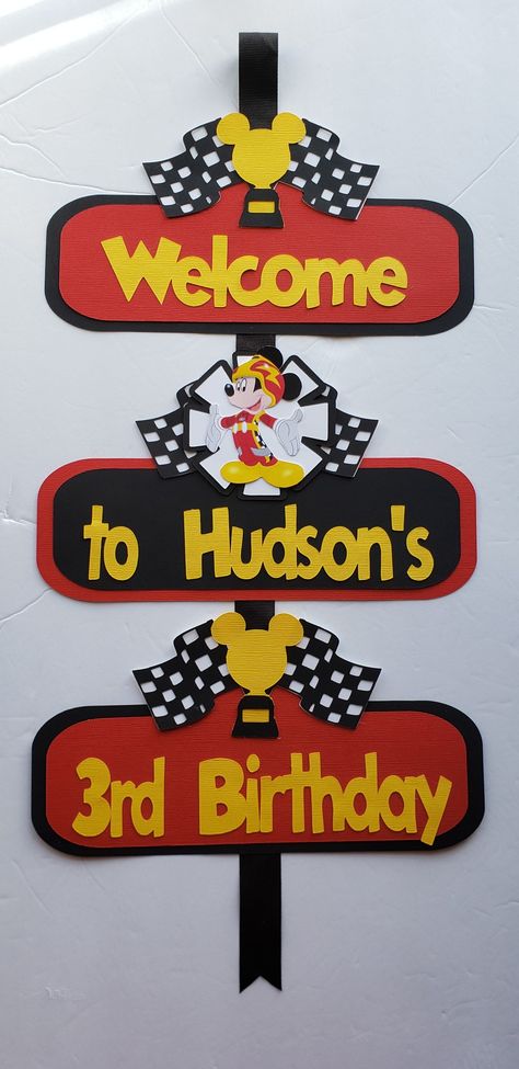 Mickey And The Roadster Racers Party, Mickey Mouse Roadster Racers Birthday, Roadster Racers Birthday, Mickey Roadster Racers Birthday, Mickey Roadster Racers, Mickey Mouse Birthday Decorations, Race Car Themes, Boys First Birthday Party Ideas, Car Themed Parties