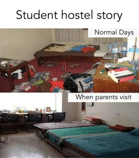 Student hostel life College Quotes Funny, Hostel Life, Student Hostel, Hostel Room, Indian Jokes, Desi Jokes, Funny Mind Tricks, Student Humor, Crush Memes