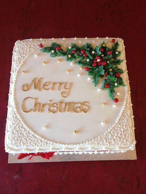 Xmas Cake Decorating, Christmas Cakes Images, Homemade Christmas Cake, Square Cake Design, Winter Torte, Easy Christmas Cake Recipe, Christmas Themed Cake, Fondant Cake Designs, Christmas Cake Designs