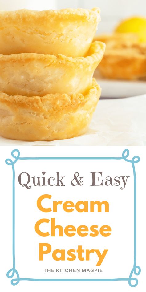 Cream Cheese Pie Crust, Cream Cheese Puffs, Tart Crust Recipe, Pastry Dough Recipe, Cream Cheese Puff Pastry, Cream Cheese Pastry, Almond Meal Cookies, Tart Dough, Cream Cheese Pie