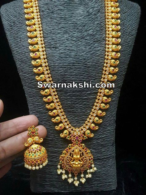 Mango Haram Designs, Long Haram Designs, Mango Haram, Haram Designs, Long Haram, Gold Temple Jewellery, Gold Jewelry Outfits, New Gold Jewellery Designs, Gold Jewelry Simple Necklace