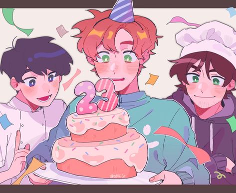 Dream Team Fanart, Birthday Dream, Happy Birthday George, Birthday Anime, Happy Birthday Drawings, Dream Birthday, Bd Art, Happy Birthday Art, Anniversary Art