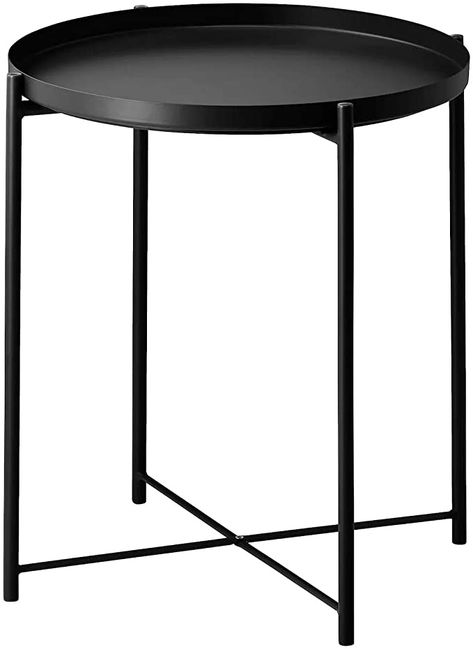 Amazon.com: JANE EYRE Tray End Table, Small Round Side Table, Accent Coffee Table, Anti-Rust and Waterproof Outdoor & Indoor Metal Snack Table with Removable Tray, Sofa Table, (H) 20.6" x (D) 17.5" - Black : Home & Kitchen Accent Coffee Table, Round Coffee Table Living Room, Small Round Side Table, Simple Side Tables, Coffee Table Living Room, Black Bedside Table, Round Coffee Table Modern, Metal End Tables, Modern Bedside Table