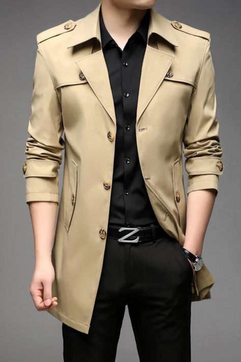 Windbreaker Autumn Fashion Trench Coat Long Coat Fashion, Spring Trench Coat, Coat For Men, Trench Coat Men, Fashion Suits For Men, Long Trench, Casual Outerwear, Long Trench Coat, England Fashion