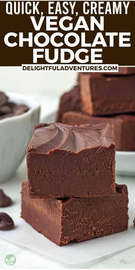 A quick, easy recipe for melt-in-your-mouth homemade vegan chocolate fudge, made with condensed coconut milk, that takes just a few minutes to prepare. You only need three simple, dairy-free, nut-free, and gluten-free ingredients. Make it for yourself or give it to family and friends as an edible gift. There are several variations for this no-bake, rich, and creamy vegan fudge recipe, and no candy thermometer is needed! Vegan Bonbons, Easy Vegan Fudge, Vegan Fudge Recipe, Condensed Milk Fudge, Recipes Gluten Free Dairy Free, Vegan Chocolate Fudge, Vegan Fudge Recipes, Vegan Chocolate Recipes, Vegan Fudge