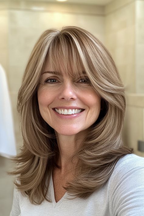 26 Ultra-Fabulous Hairstyles for Women Over 40 with Bangs in 2025 – CreativeBooster 40 With Bangs, Medium Length Hair With Bangs, Mid Length Bobs, Brown Hairstyles, Older Women's Hairstyles, Light Ash Brown, Bob With Bangs, Ash Brown, Hairstyles For Women