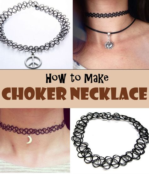 A DIY choker necklace is a lovely ladies' accessories for everyday use. Make one for yourself or to your BFF. How To Make Chokers, How To Make Choker Necklaces, How To Make A Choker Necklace, Choker Necklace Diy, How To Make A Choker Necklace Diy, Diy Chain Choker Necklace, Diy Goth Choker, Handmade Choker For Alternative Fashion, Diy Choker Necklace Fabric