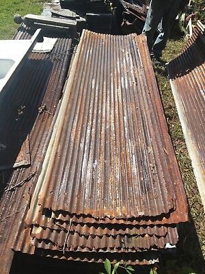 ONE Vintage 8 ft Corrugated Roof Panel Tin Old Rusty Metal PICK UP ONLY 105-18J | eBay Barnwood And Tin Walls, Shiplap And Tin Wall, Tin Walls Rustic Kitchen, Tin On Walls Ideas, Corrugated Metal Walls, Barn Tin Wall, Corrugated Tin Ceiling, Tin Shower, Tin Wainscoting