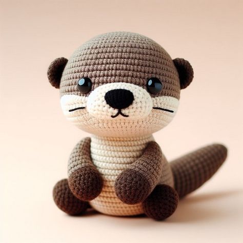 Create an adorable crochet otter amigurumi with this easy-to-follow pattern. Ideal for intermediate skill levels, this pattern brings a cute otter to life with detailed instructions, perfect for gifting or decor. Amigurumi Otter Pattern, Crochet Otter Pattern Free Amigurumi, Otter Amigurumi, Crochet Otter, Sock Creatures, Crochet Baby Toys, Crochet Animals Free Patterns, Quick Crochet, Crochet Animal Patterns