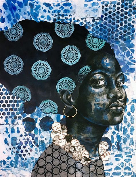 Delita Martin, Black Art Women, Black Female Artists, Black Women Artists, Hand Drawn Portraits, African Textiles, Art Women, America Art, Gcse Art