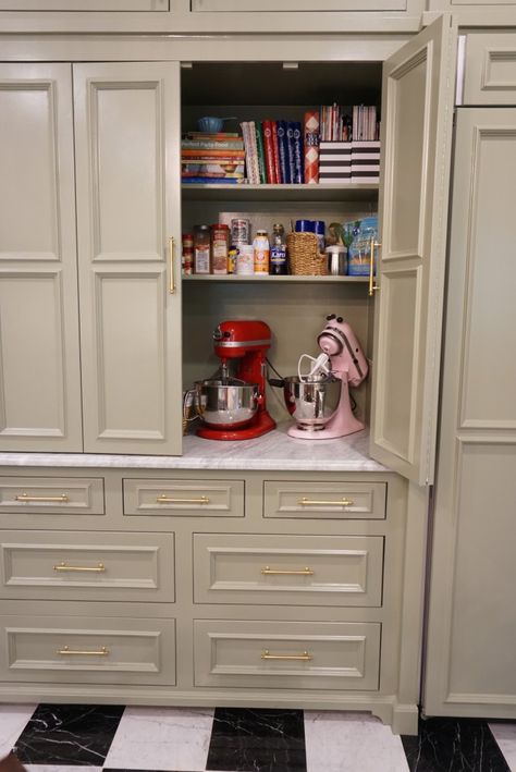 Baker's Cabinet Design | Jenny Tamplin Pastry Workshop, Bakers Cabinet, Baking Station, Bakers Kitchen, Built In Pantry, Kitchen Updates, Pantry Wall, Butlers Pantry, Pantry Ideas