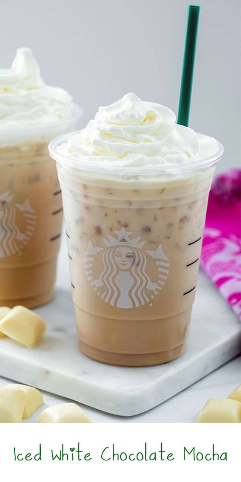 Iced White Chocolate Mocha Starbucks, Mocha Sauce Recipe, White Chocolate Mocha Starbucks, Starbucks White Chocolate, Peppermint Mocha Recipe, Iced White Chocolate Mocha, Iced White Mocha, Starbucks Mocha, Diy Starbucks