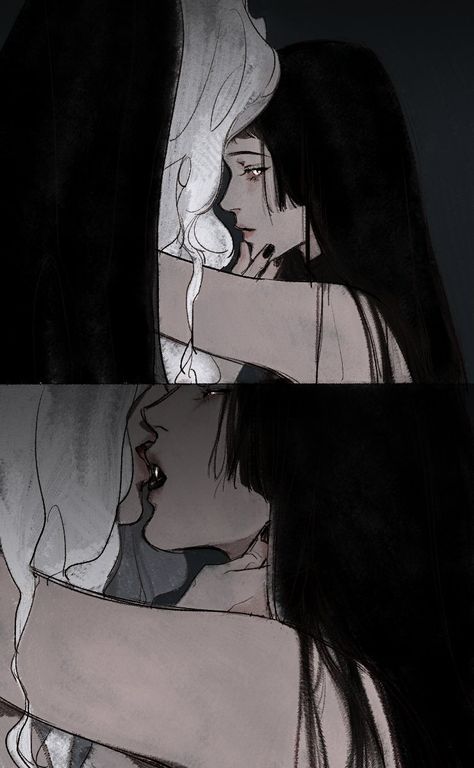 Sapphic Vampire Art, Sapphic Fantasy Art, Wlw Fantasy Art, Fantasy Wlw Aesthetic, Wlw Vampire, Wlw Wallpaper Aesthetic, Wlw Aesthetic Art, Sapphic Vampire, Wlw Anime