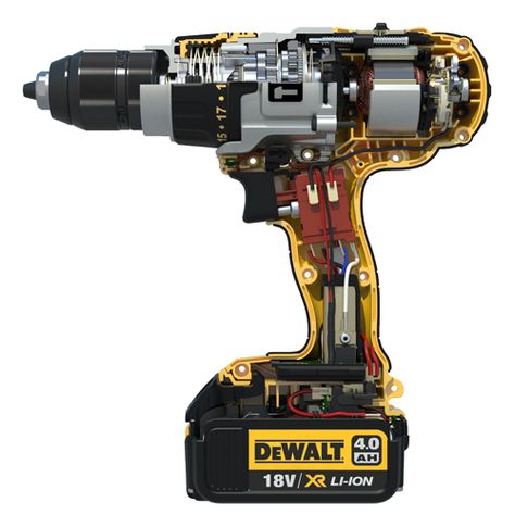 DeWalt Combi Drill 18v DCD985M2 (4.0Ah Li-Ion) - inside Cars Mechanic, Basic Electrical Wiring, Cordless Hammer Drill, Dewalt Tools, Engineering Tools, Drill Machine, Dewalt Power Tools, Electrical Projects, Drilling Machine