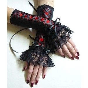 Gothic Gloves with Red Lace, Armwarmers, Goth Lolita Style Corset Vampire, Halloween, Victorian, Baroque fingerless Gloves, Mystery Corset Gloves, Goth Gloves, Gothic Gloves, Victorian Gloves, Lace Fingerless Gloves, Style Corset, Victorian Goth, Gothic Clothes, Gothic Steampunk