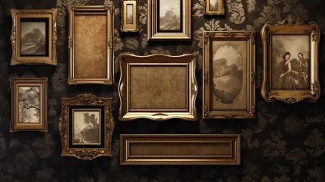 Picture Frames Vintage, Baroque Border, Empty Background, Victorian Picture Frames, Frames Vintage, Baroque Frames, Antique Picture Frames, Old Picture Frames, Frame Border Design