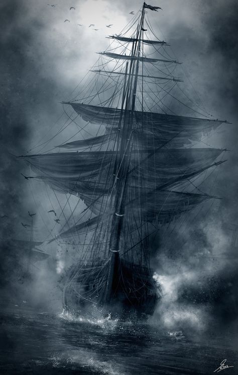 ArtStation - Götheborg, Reha Sakar Ghost Ship Art, Pirate Ship Tattoos, Pirate Ship Art, Old Ship, Navi A Vela, Old Sailing Ships, Pirate Art, Ghost Ship, Ship Tattoo