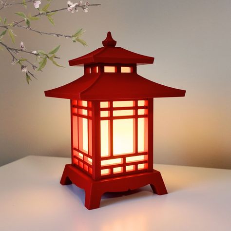 **Made by CapsuleCoInnovations (Original Creator and Owner - Only Authorized Seller Product Name:  3D-Printed Japanese Pagoda Lantern Desk Lamp Product Description: Envelop your workspace in a serene ambiance with our meticulously crafted 3D Printed Japanese Pagoda Lantern Desk Lamp. Inspired by the elegance of traditional Japanese pagodas, this exquisitely designed lamp seamlessly blends cultural heritage with modern functionality, providing both illumination and an artistic essence to your des Chinese Decorations Ideas, Traditional Japanese Design, Lamp Lantern, Chinese Lighting, Ground Lamp, Asian Decor Ideas, Japan Decoration, Chinese Decor Asian Interior, Asian Lamp