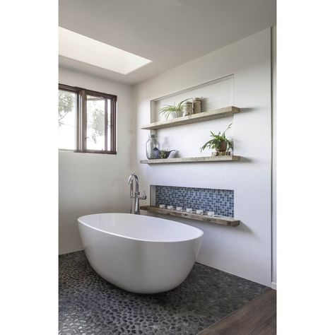 Hydro Systems Metro Alamo 66" x 34" Freestanding Soaking Solid Surface Bathtub | Wayfair Luxury Bathtubs, Bathtub Shelf, Modern Tub, Luxury Bathtub, Hydro Systems, Spa Inspired Bathroom, Wood Bath, Wall Niche, The Alamo