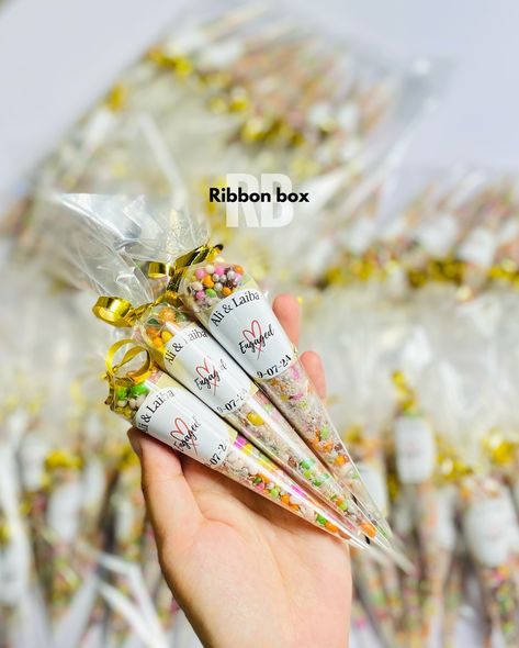 Our beautiful Wedding Sweet Cones, is all set to be dispatched to Sialkot, Pakistan! ✨🎀 Wedding Favors | Sweet Cones | Ribbon Box | Wedding Ideas | Wedding Day | Events | Baat pakki | Indian Wedding | Pakistani Weddings Bat Pakki Decoration Ideas, Baat Pakki Ideas, Baat Pakki, Sialkot Pakistan, Pakistan Wedding, Wedding Pakistani, Ribbon Box, Sweet Cones, Pakistani Wedding