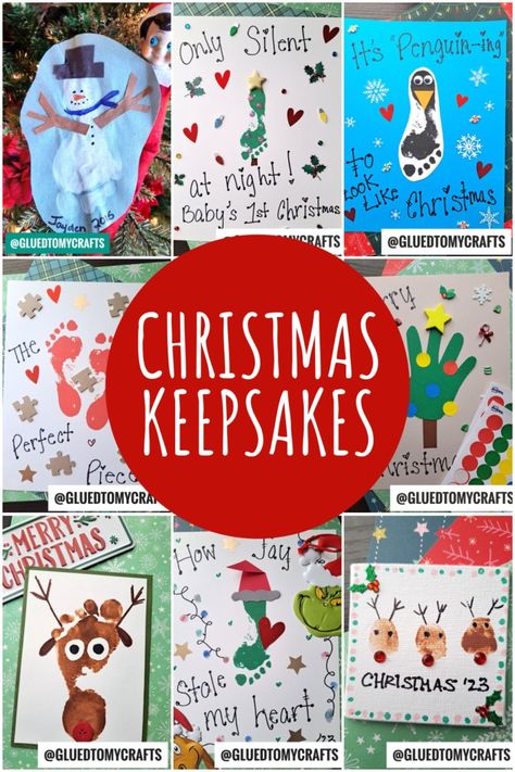 Creative Christmas Handprint & Footprint Keepsake Ideas - Glued To My Crafts Christmas Baby Handprint Crafts, Christmas Footprint Crafts For Babies, Toddler Christmas Keepsake, Baby Keepsake Crafts, Christmas Footprint Crafts, Handprint Art Christmas, Baby Footprints Christmas, Baby Footprint Keepsake, Baby Footprint Crafts