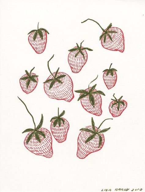 Strawberries Drawing, Drawing Pencil Color, Abstract Drawing, Montreal Quebec, Drawing Pencil, Art On Paper, Original Drawing, Montreal, Strawberries